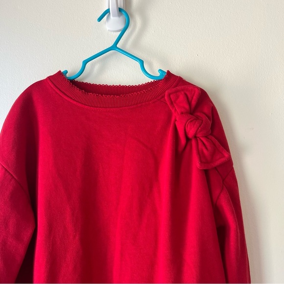 H&M Girls Red Long Sleeve Sweatshirt Dress with Bow Detail Size 8-10Y Holiday - Picture 2 of 8